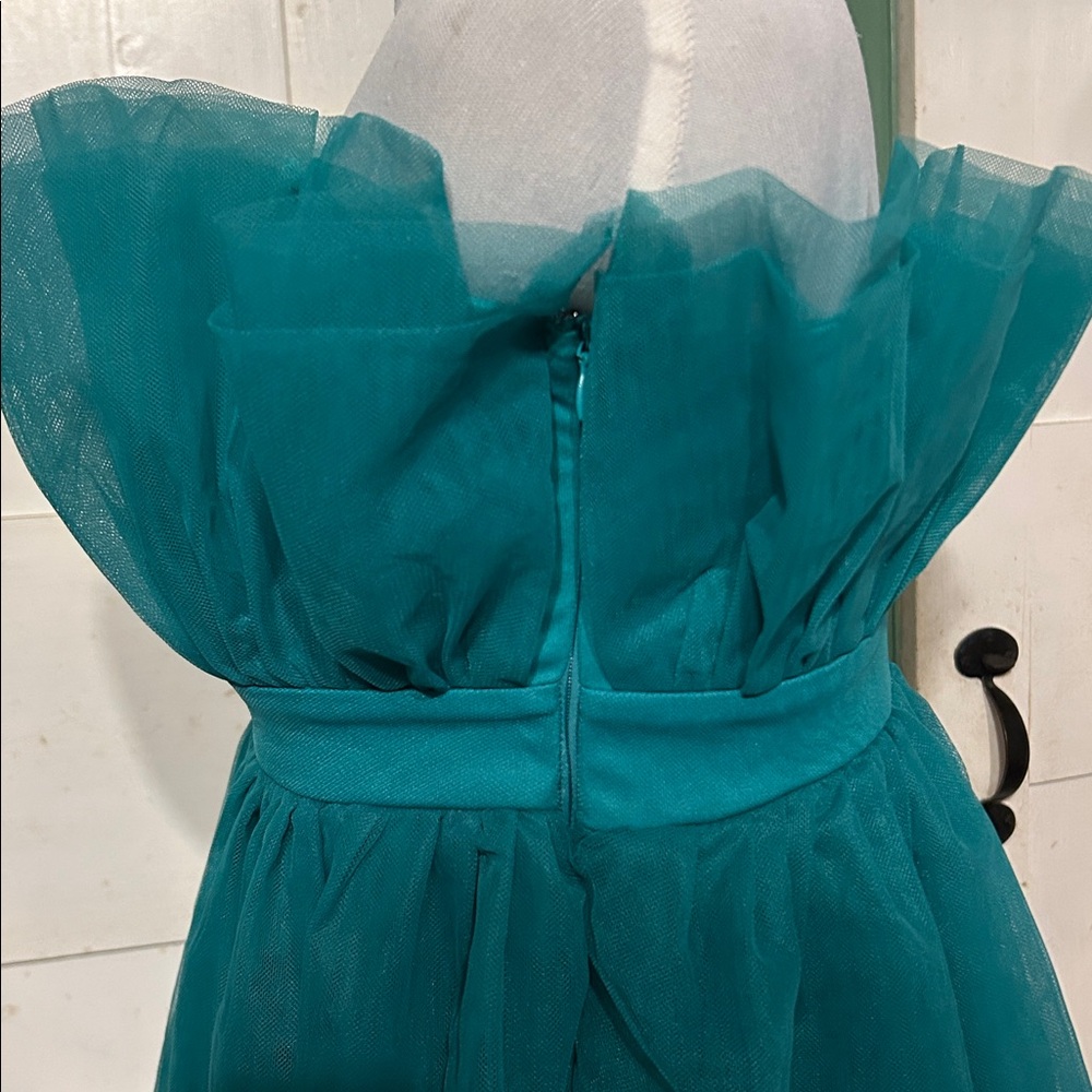 NWOT Thirty Thirty Party Dress Strapless Mini Green Tulle Holiday Semi-Formal - Picture 6 of 9